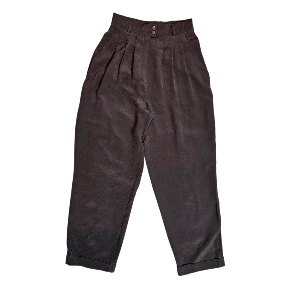 Vintage Saks Fifth Avenue Silk Pleated Pants | Peter Nygård | High Rise | Size 4 - Picture 2 of 11